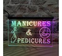 REWIS Letrero de neón LED para manicura y pedicura, Luces fluidas de Colores con atenuación por Bluetooth, para Tienda de uñas, Estudio de pedicura, decoración Luminosa Colgante USB,30x20cm