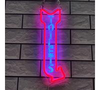 REWIS Letrero de neón para inodoros, luz de neón LED con Flecha para baño con atenuación de 3 Engranajes, luz Nocturna alimentada por USB para WC del Centro Comercial del Bar del Hotel,Right,54x21cm