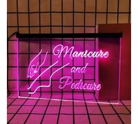 REWIS Letreros de neón LED para manicura y pedicura, Luces de neón con atenuación de Color sólido USB, para decoración Luminosa Colgante de salón de Belleza de SPA, 40 x 30 cm,Rosado,A