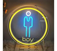 REWIS WC decoración de Letrero de neón LED, luz de neón Redonda para baño con atenuación de 3 Engranajes, luz Nocturna de PC alimentada por USB para Vestuario de Bar, Centro Comercial,Boy,36x36cm