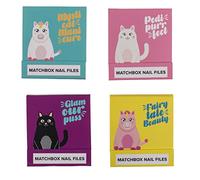 ReWu Limas de uñas en caja de cerillas, juego de 4 (24 unidades), unicornios de gatos, multicolor, obsequios para cumpleaños, cuidado de uñas