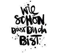 ReWu Servilletas con texto en alemán "Wie schön DASS Du Da Bist 20 unidades en blanco y negro impreso servilletas de papel, decoración de mesa, accesorios de cocina, 33 x 33 cm
