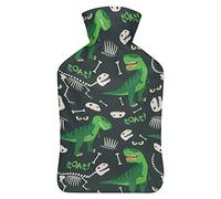 Rex And Dino Bones Roar - Botella de agua de goma con cubierta de felpa suave, bolsa de agua caliente para invierno, manos y pies, protección contra el frío, 1000 ml