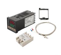 REX-C100 Kit de controlador de temperatura digital para SSR DN+ para SSR-25DA+M6 Termopar británico de 1 m de pantalla dual PID Control Salida de alarma Compatible con sensores de 3 cables