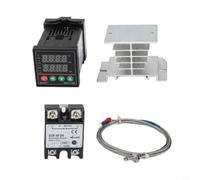 REX-C100 PID - Controlador de temperatura con relé SSR-40DA, sensor de tipo K de 1 m y disipador de calor, rango de medición de 0-400 °C, autooptimización para la industria, química, ingeniería