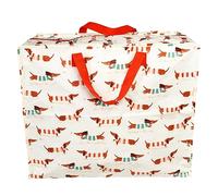 REX LONDON Bolsa de almacenamiento jumbo con cremallera, fuerte y duradera, diseño de perro salchicha