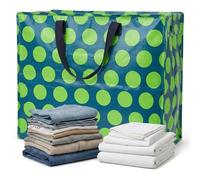 Rex London - Bolsa gigante XXL, bolsa de almacenamiento con cremallera - verde sobre azul.