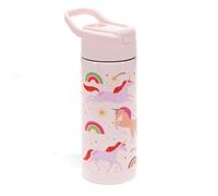 Rex London Botella de acero inoxidable con tapa de botón 500 ml - Unicornio
