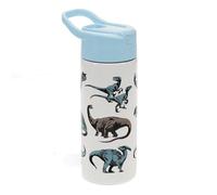 Rex London Botella de acero inoxidable con tapa de botón a presión, pajita y asa para aprox. 500 ml