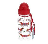 Rex London Botella de agua para niños, 500 ml, diseño de perro salchicha