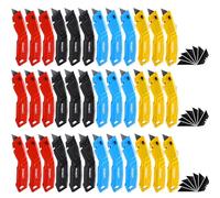 REXBETI - Juego de 36 cuchillos retráctiles, 4 colores resistentes de aluminio con 30 cuchillas SK5 adicionales para cartones, cartón y cajas