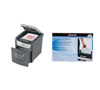 Rexel 2020050XEU - Destructora de Papel Personal/Home Office Optimum AutoFeed 50X, Corte en Partículas, Destruye 50 Hojas, Papelera de 20L, Alta Seguridad P4 + Pack12 Hojas lubricantes, A5