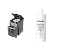 Rexel 2020090XEU - Destructora de Papel Automática 90X, Corte Partículas P-4, 90 A4, Papelera Extraíble 34L, Grapas y Clips, Uso Oficina + Lubricante para el Mantenimiento de destructora, 473 ml