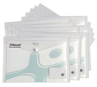 Rexel A4 Claro hielo Popper Monedero con Tarjeta de visita delantera de bolsillo (paquete de 50)