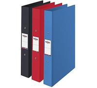 Rexel Choices, carpeta de anillas A4, lomo de 25 mm, capacidad para 190 hojas, carpeta de archivos, organización de documentos, (negro, rojo, azul) surtido, paquete de 3, 2115710,