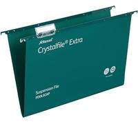 Rexel Crystalfile Classic - Carpeta colgante (cartón, base 15 mm, tamaño folio) 25 unidades, color verde