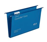 Rexel Crystalfile Classic - Carpeta colgante (cartón, base 30 mm, tamaño folio), 25 unidades, color azul