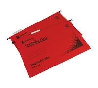 Rexel Crystalfile Classic - Carpeta colgante (cartón, base 50 mm) 50 unidades color rojo