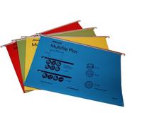 Rexel Multifile Plus - Carpetas colgantes (tamaño folio, apertura en V, 15 mm, 20 unidades), colores surtidos