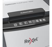 Rexel 2020150XEU - Destructora de Papel Automática Optimum AutoFeed 150X, Corte en Partículas P-4 (4x28 mm), 150 Hojas A4, Papelera Extraíble 44L, Destruye Grapas y Clips, Uso en Oficina
