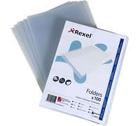 Rexel Superfine S - Fundas transparentes super finas (polipropileno, ligeras, A4), 100 unidades