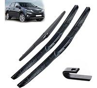 REXGEL Hojas de Repuesto Limpiaparabrisas para Toyota RAV4 XA40 2013-2018 26"+ 16" + 10", Goma silenciosa y eficiente Escobilla Limpiaparabrisas