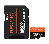 RexingUSA Tarjeta SD de 64 GB microSDXC UHS-3 4K Full HD de monitoreo de transferencia de alta velocidad con adaptador para cámaras de salpicadero, sistema de vigilancia, cámara de seguridad y cámara