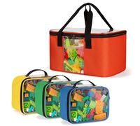Rexmica 4 Piezas Bolsa de Almacenamiento de Juguetes Compatible con Lego, bolsa de transporte para Bloques de Construcción, bolsa de almacenamiento para Bloques de Construcción Magnéticos