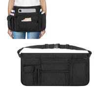 Rexmica Delantal de Camarera con Múltiples Bolsillos, Mandil de Camarero, Medio Delantal con Cinturón Ajustable para Mujer y Hombre, Porta Herramientas Cintura para Restaurante, Bistró, Cocina, Negro