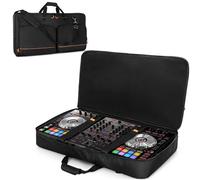 Rexmica Funda de Transporte para Controlador DJ, Compatible con Pioneer DDJ RX/SX/SX2/SX3 o la Mayoría de los Controladores DJ Estándar, con Dos Bolsillos para Cables DJ u Otros Accesorios (L, Negro)