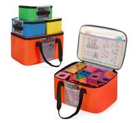 Rexmica Paquete de 4 bolsas de almacenamiento magnéticas para azulejos, bolsa organizadora de almacenamiento de juguetes multifunción, bolsa de viaje con tapa visible para azulejos de construcción