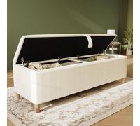 REXO Banco para cama con espacio de almacenamiento, 165 x 38 cm banco para cama, banco acolchado con almacenamiento hidráulico, caja de almacenamiento, adecuado para dormitorio, salón y pasillo