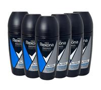 Rexona Men Men Maximum Protection Desodorante Roll-On Cobalt Dry Antitranspirante con protección contra la sudoración intensa y el olor corporal, 50 ml, 6 unidades
