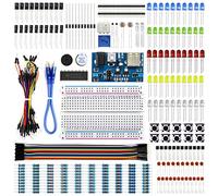 REXQualis Kit de Componentes Electrónicos con Placa de Prototipos, Resistencias, Leds, Condensadores, Potenciómetro, para Kit de Aprendizaje UNO R3, Mega 2560, Raspberry Pi, Compatible con Arduino IDE