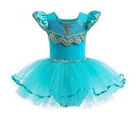 REXREII Vestido tutú de princesa bailarina para niñas pequeñas, disfraz de jazmín de Aladdín, Halloween, Navidad, cumpleaños, 5-6T