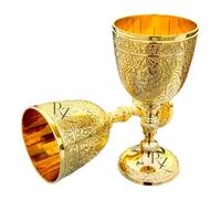 REXRYZ Copa de cáliz de latón medieval, copa de vino dorada vintage, copa romana de estilo renacentista del rey Arturo, copa de vino para beber - Regalo medieval renacentista. 1 pieza