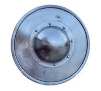 Rexryz Escudo de hebilla de acero medieval, pulido, hecho a mano, redondo, listo para la batalla, para LARP y Ren Fair