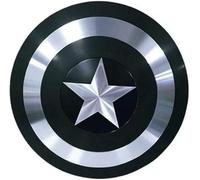 REXRYZ Escudo negro medieval antiguo hecho a mano del Capitán América - Réplica de metal - Cosplay de superhéroe y decoración de pared Capitán Negro Sign