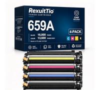 RexuitTio Reemplazo de Cartucho de tóner Compatible 659A de Alto Rendimiento para W2010A W2011A W2013A W2012A 659A, se Ajusta a HP Color LaserJet Enterprise M856dn 856x M776dn 77