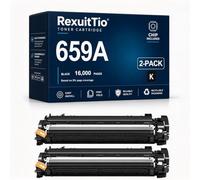 RexuitTio Reemplazo de Cartucho de tóner Compatible 659A de Alto Rendimiento para W2010A W2011A W2013A W2012A 659A, se Ajusta a HP Color LaserJet Enterprise M856dn 856x M776dn 77, Negro