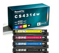 RexuitTio Reemplazo de Cartucho de tóner CS431dw para CS431dw CX431adwe Alto Rendimiento para 20N0X10 20N0X20 20N0X30 20N0X40 Negro Azul Rojo Amarillo 4-Pack con Chip