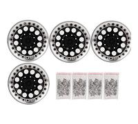 REXVTNS 4Pcs 1.9in Aluminum Beadlock Wheel Rims | High - Strength Alloy for SCX10 / / D901 RC Crawler Cars | 1/10 Scale Off - Road Accessories | 12mm Hex Drive, 56mm Outer Diameter (Black Silver)