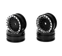 REXVTNS 4PCS Aluminum Wheel Rims for Axial SCX24 | 1/24 RC Car Accessories | High - Performance Mesh Pattern Hub | Lightweight & Sturdy Alloy Upgrade (Black)