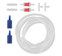 REXVTNS Aquarium Oxygen Tube Check Valve Set | Bubble Stone for Fish Tank/Hydroponics | 40mm Stainless Steel Diffusion Stone with 6 Connectors | Complete Accessories Kit (Combination A)