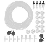 REXVTNS Aquarium Oxygen Tube Check Valve Set | Bubble Stone for Fish Tank/Hydroponics | 40mm Stainless Steel Diffusion Stone with 6 Connectors | Complete Accessories Kit (8-Meter Tube Combination K)