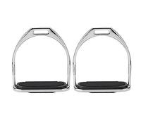 REXVTNS Equestrian Stirrups with Black Rubber Mat | 300kg Load Capacity & Secure Grip Design | Plated Iron Horse Riding Stirrups for Protection/Comfort/Stability | 880g Pair