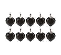 REXVTNS Heart Shaped Pendant Set | 10pcs Black Smooth Stone DIY Jewelry for Necklace Making/Gifts/Crafting | Exquisite & Skin - Friendly