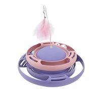 REXVTNS Interactive Cat Turntable Toys | 5 - in - 1 Puzzle Roller Tracks Ball with Teasing Stick | Sturdy Cat Toys for Kittens/Indoor Play/Predatory Instinct | Non - Tip Base & Bell (Purple Pink)