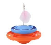 REXVTNS Interactive Cat Turntable Toys | 5 - in - 1 Puzzle Roller Tracks Ball with Teasing Stick | Sturdy Cat Toys for Kittens/Indoor Play/Predatory Instinct | Non - Tip Base & Bell (Orange Blue)