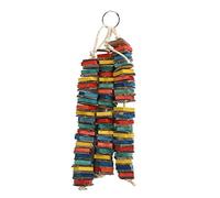 REXVTNS Parrot Chewing Toys | Hanging Wooden Blocks for Macaws/African Grey Parrots | 3 - String Colorful Play Toy | Safe Bird - Friendly Bird Cage Accessory